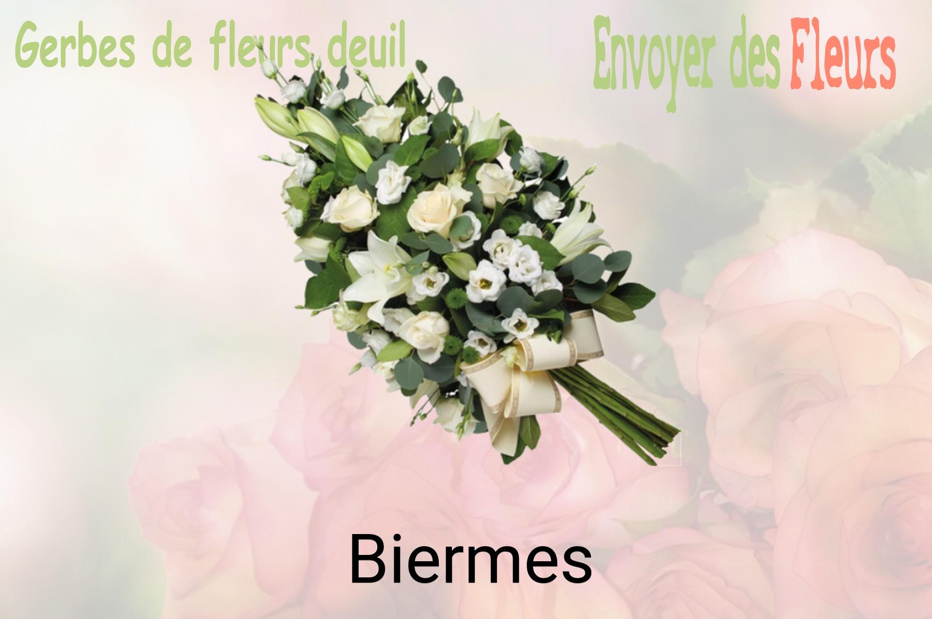 Gerbe de fleurs de deuil livrée à Biermes